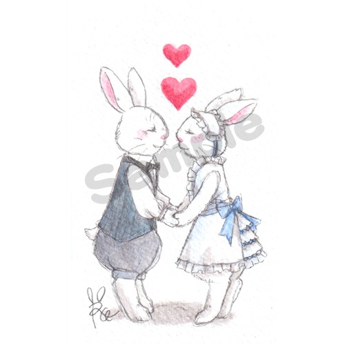 【一点物】原画イラスト_g001:二匹のうさぎ