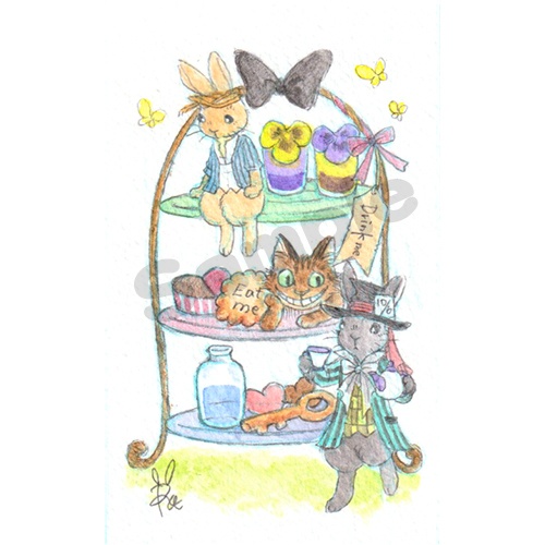 【一点物】原画イラスト_g002:不思議の国のお茶会