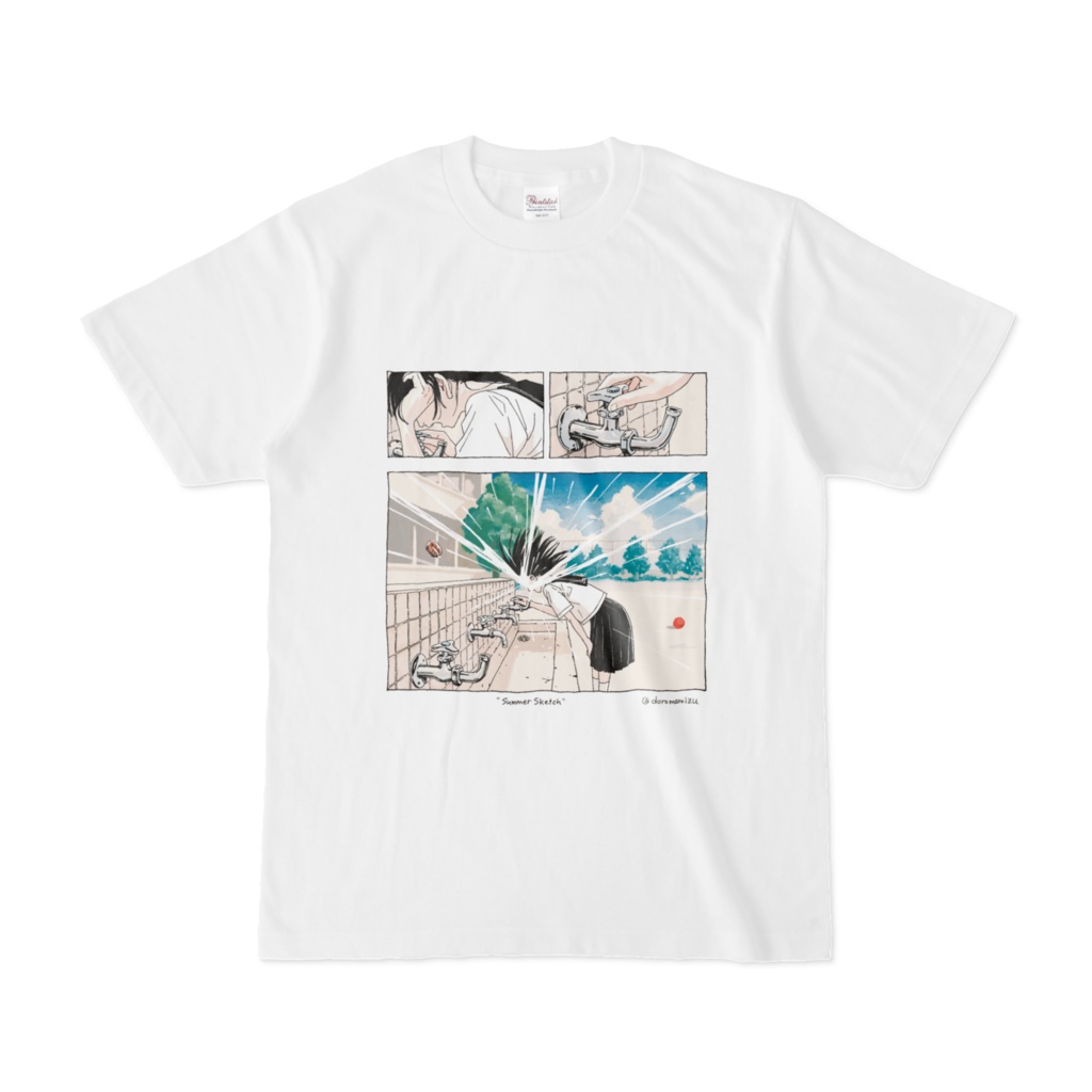 夏のスケッチ　白Tシャツ　( “summer sketch” T-shirt)