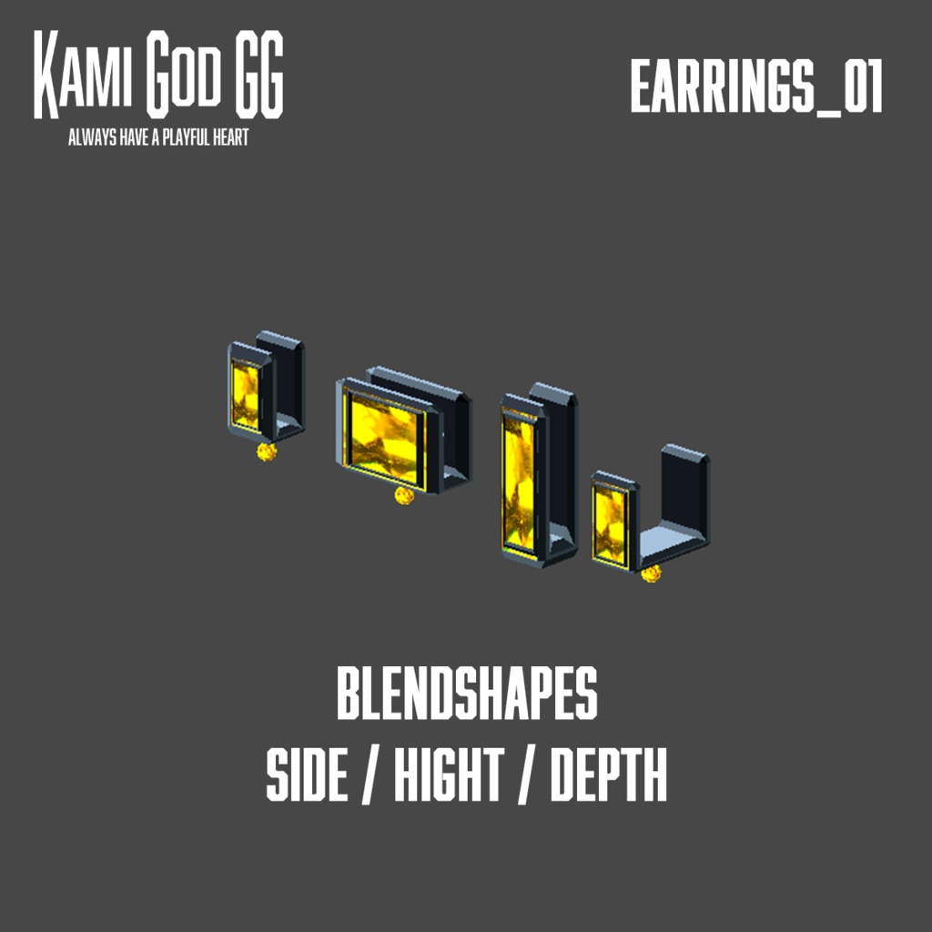 【VRChat想定】PB対応 神GODピアス001 イヤリング / pierced earrings