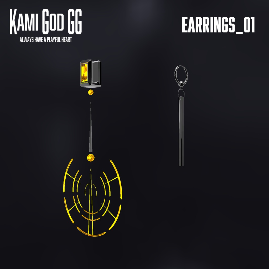 【VRChat想定】PB対応　神GODピアス001　イヤリング / pierced earrings