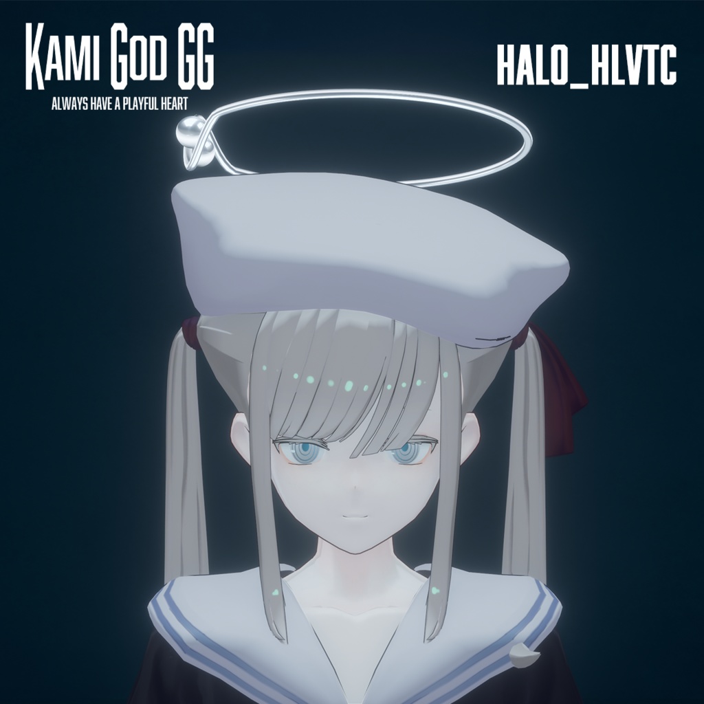 【VRChat想定】PB対応 神GODヘイローEX type.HLVTC 天使の輪 / Angel halo アイテクスチャ付 / with Eye Texture【for ヘルベチカ】