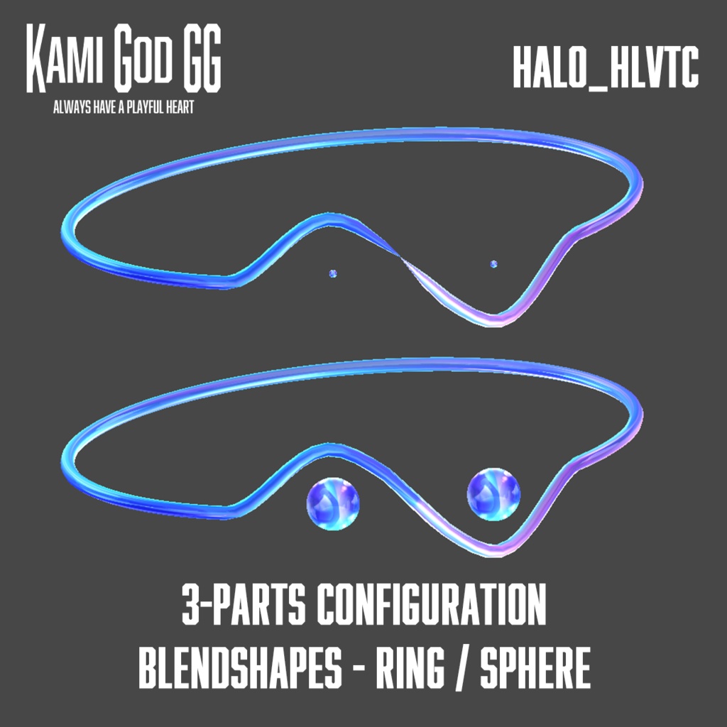 【VRChat想定】PB対応 神GODヘイローEX type.HLVTC 天使の輪 / Angel halo アイテクスチャ付 / with Eye Texture【for ヘルベチカ】