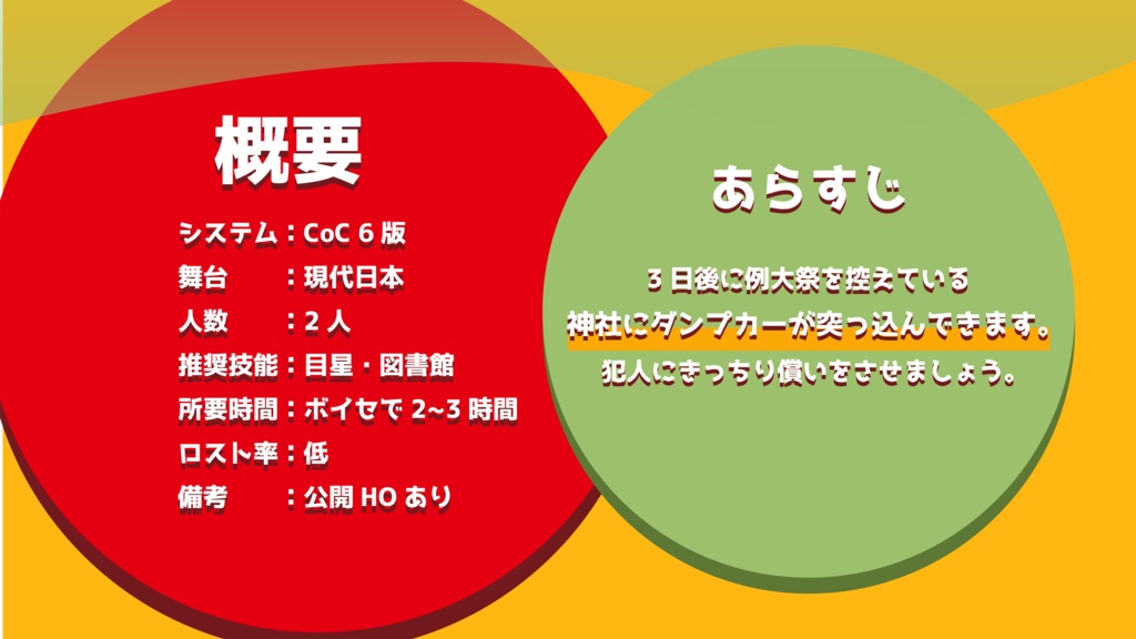 【CoC】神主!神社にダンプカーが!