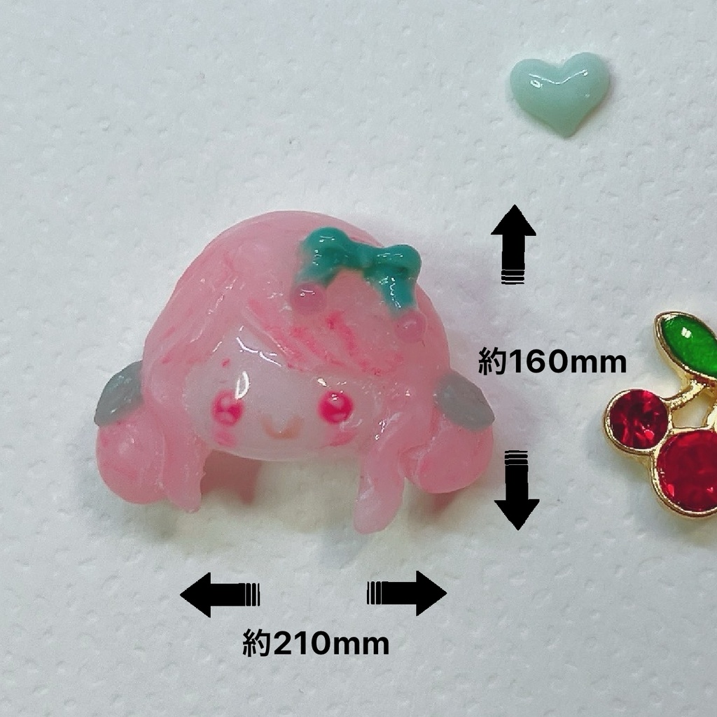お団子さくらんぼちゃんとさくらんぼぎつねの3Dネイルパーツセット(おまけパーツ付き) ฅ^•ﻌ•^ฅ