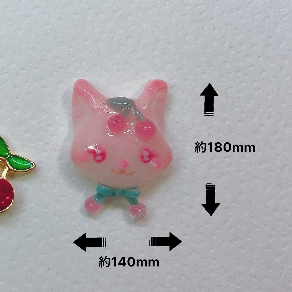 お団子さくらんぼちゃんとさくらんぼぎつねの3Dネイルパーツセット(おまけパーツ付き) ฅ^•ﻌ•^ฅ