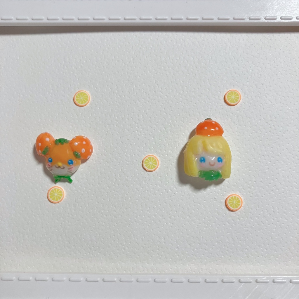 みかんちゃん&みかんハムハムの3Dネイルパーツセット(おまけパーツ付き)(՞· ̫ ·՞)