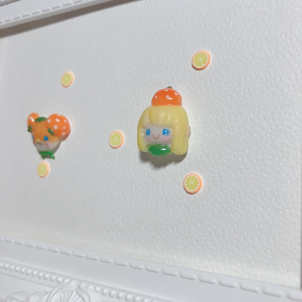 みかんちゃん&みかんハムハムの3Dネイルパーツセット(おまけパーツ付き)(՞· ̫ ·՞)