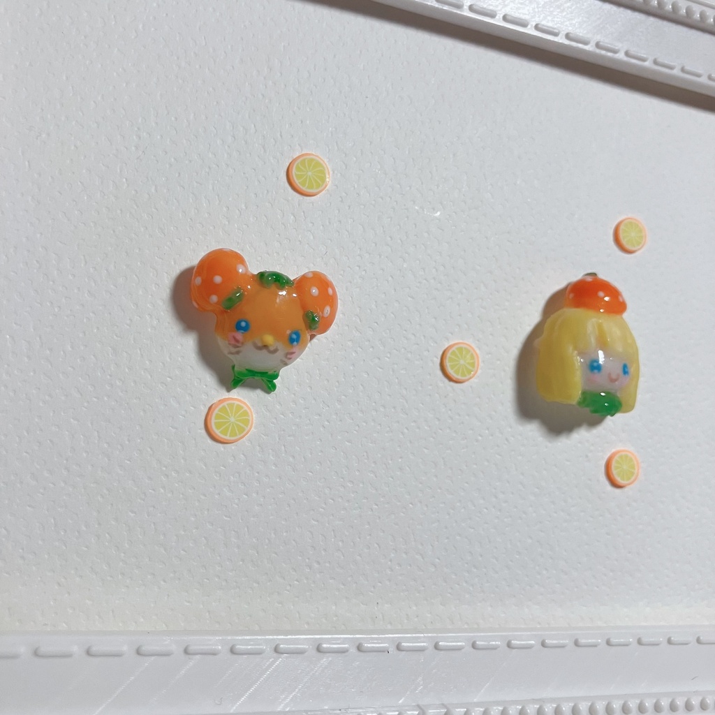 みかんちゃん&みかんハムハムの3Dネイルパーツセット(おまけパーツ付き)(՞· ̫ ·՞)