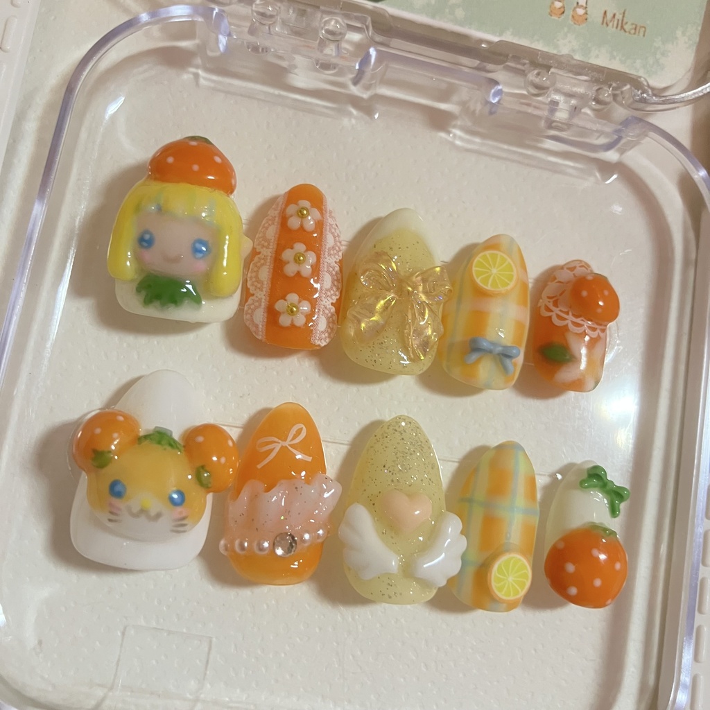 みかんちゃん&みかんハムハムのネイルチップ(՞· ̫ ·՞)