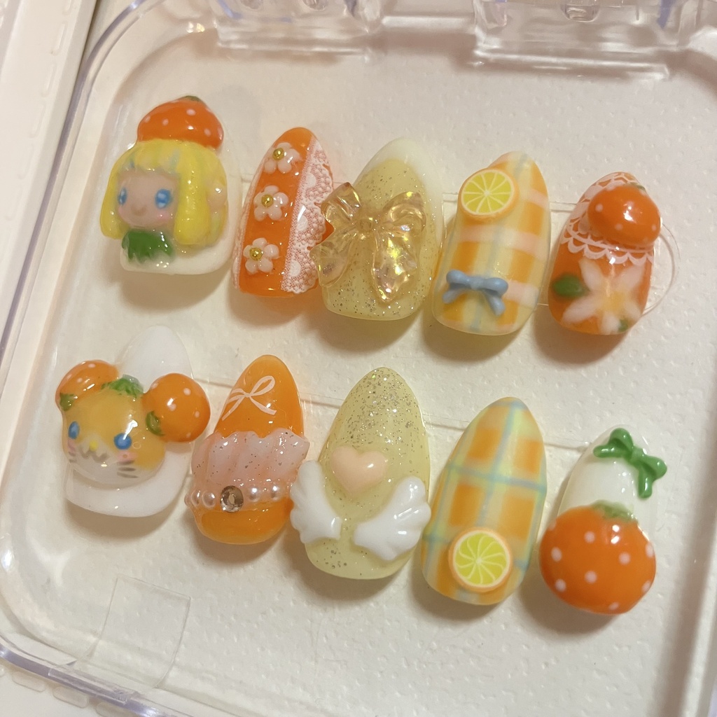 みかんちゃん&みかんハムハムのネイルチップ(՞· ̫ ·՞)
