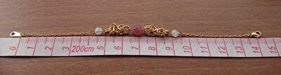 ピンクトルマリンとビザンチンチェーンのブレスレット
