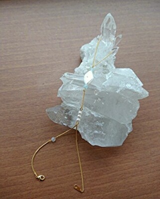 ひし形淡水パールのフィンガーチェーンブレスレット