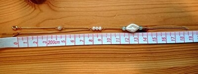 ひし形淡水パールのフィンガーチェーンブレスレット