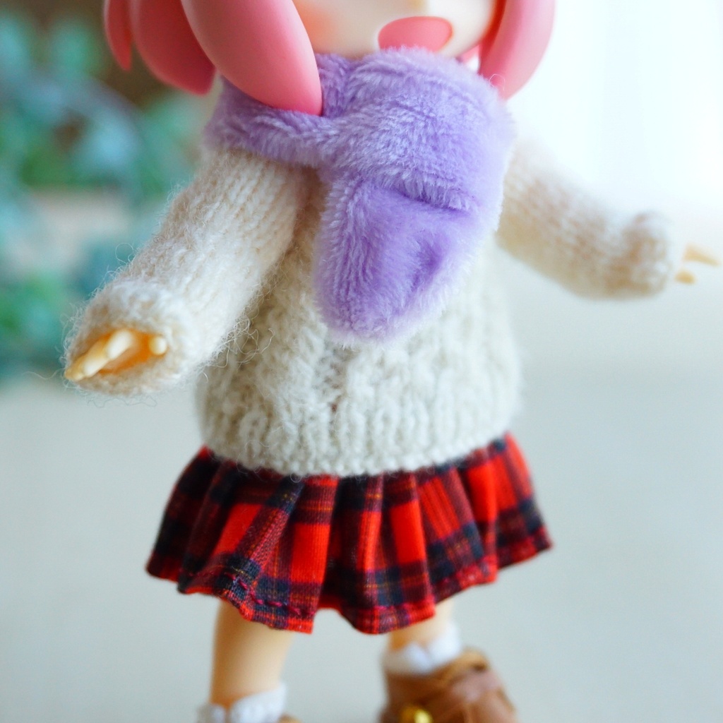 ドール用ふわふわマフラー(パステルカラー)