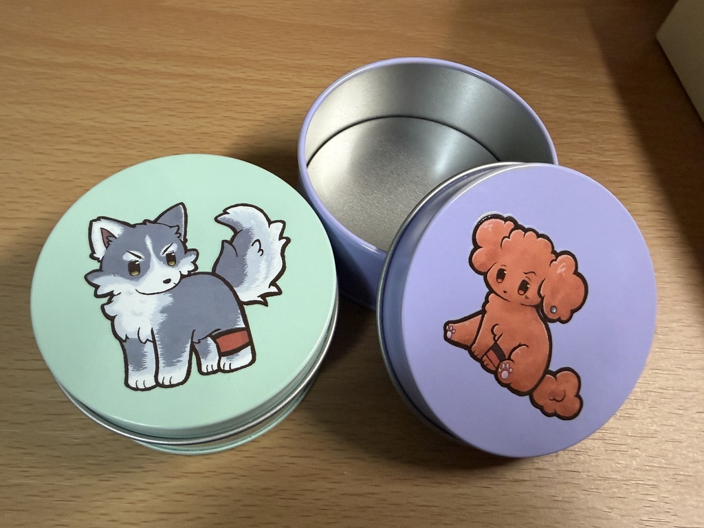 【2個セット】みつりょわんわんラウンド缶