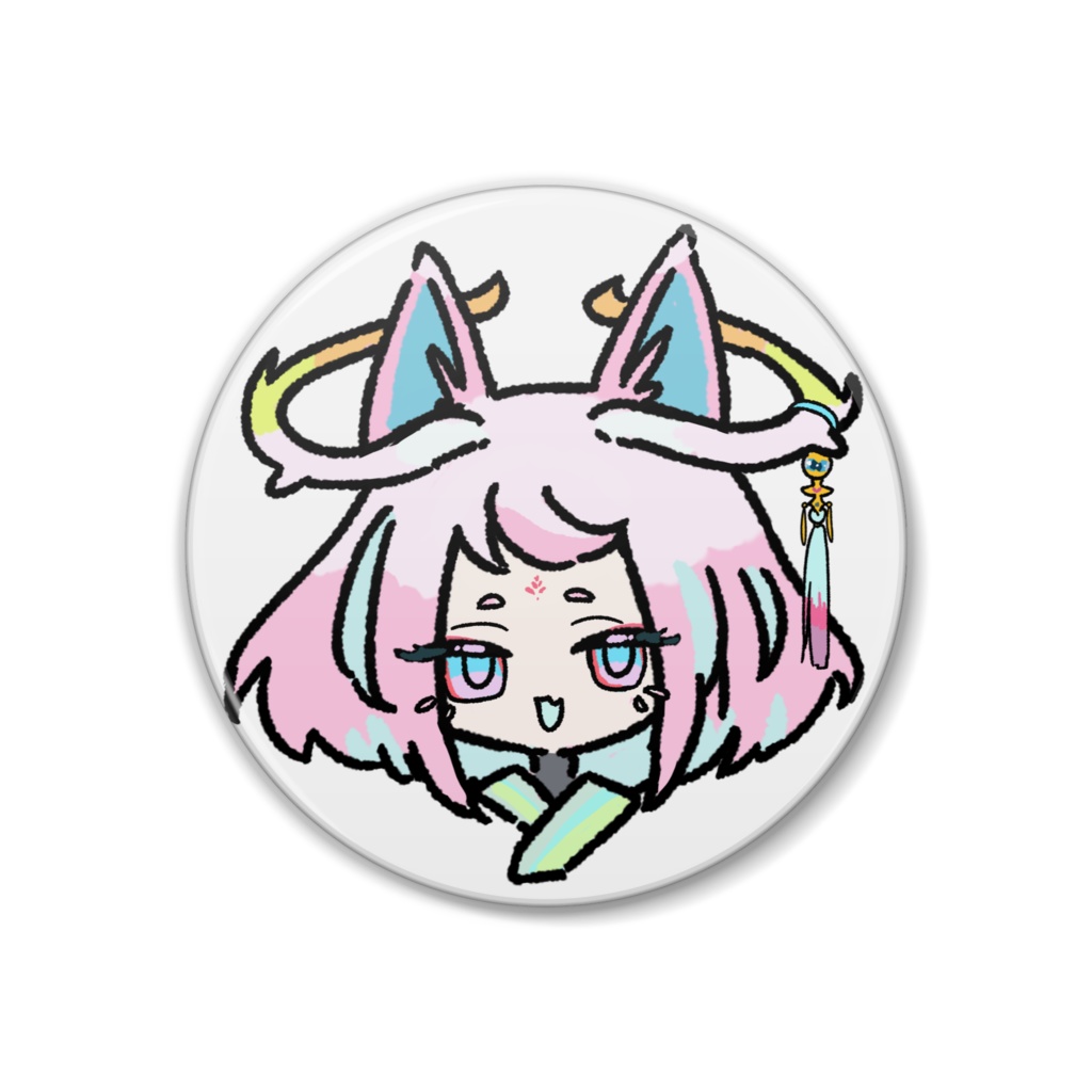 仄々はんにゃ らくがき風缶バッジ