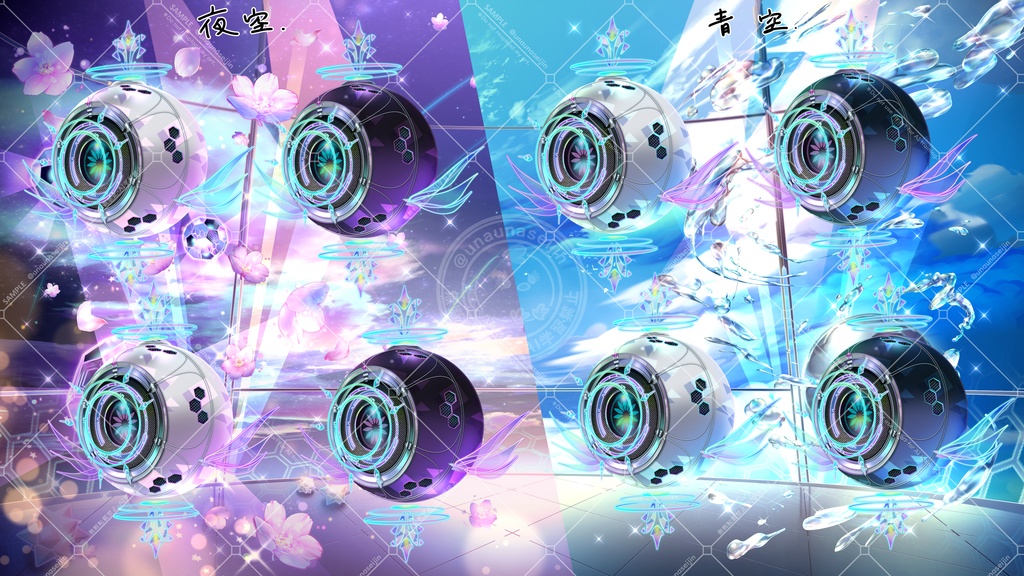 歌用_動く背景3種+マイク+コメント枠+動くペンライト+動くマイク