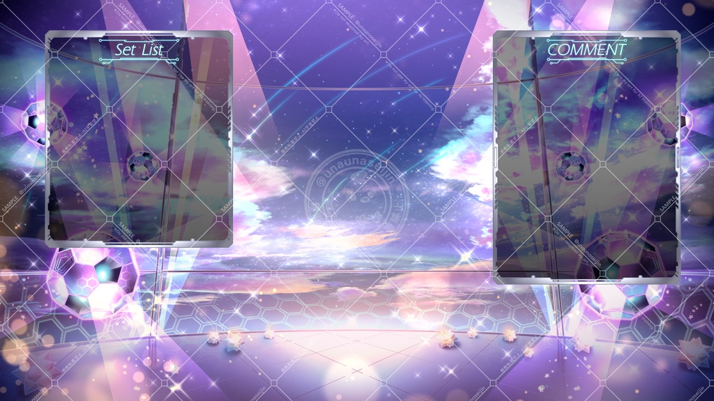 歌用_動く背景3種+マイク+コメント枠+動くペンライト+動くマイク