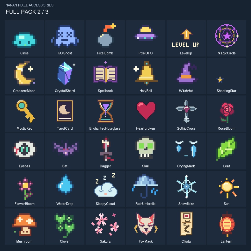 【VRChat向け/無料版あり】Nanan Pixel Accessories|動くドット絵アクセサリーパック