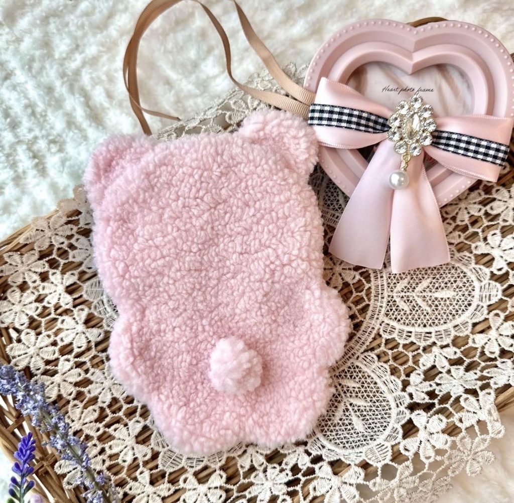 10cmぬい服 くま着ぐるみ パステルピンク