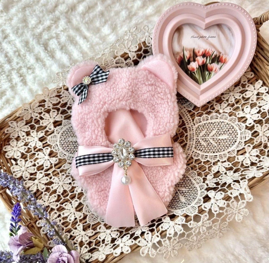 10cmぬい服 くま着ぐるみ パステルピンク