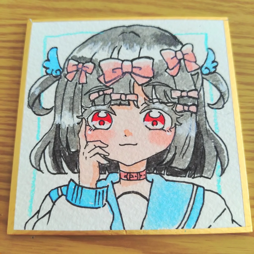 【豆色紙】リボンと水色