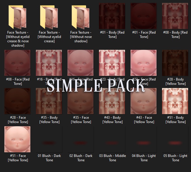 Skin Pack • 54 Tones • Face + Body