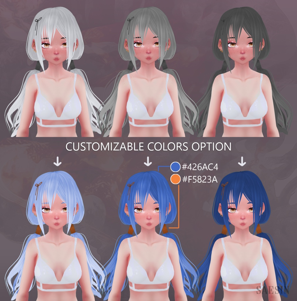 Ponytail Hair • Customizable •  10 Colors