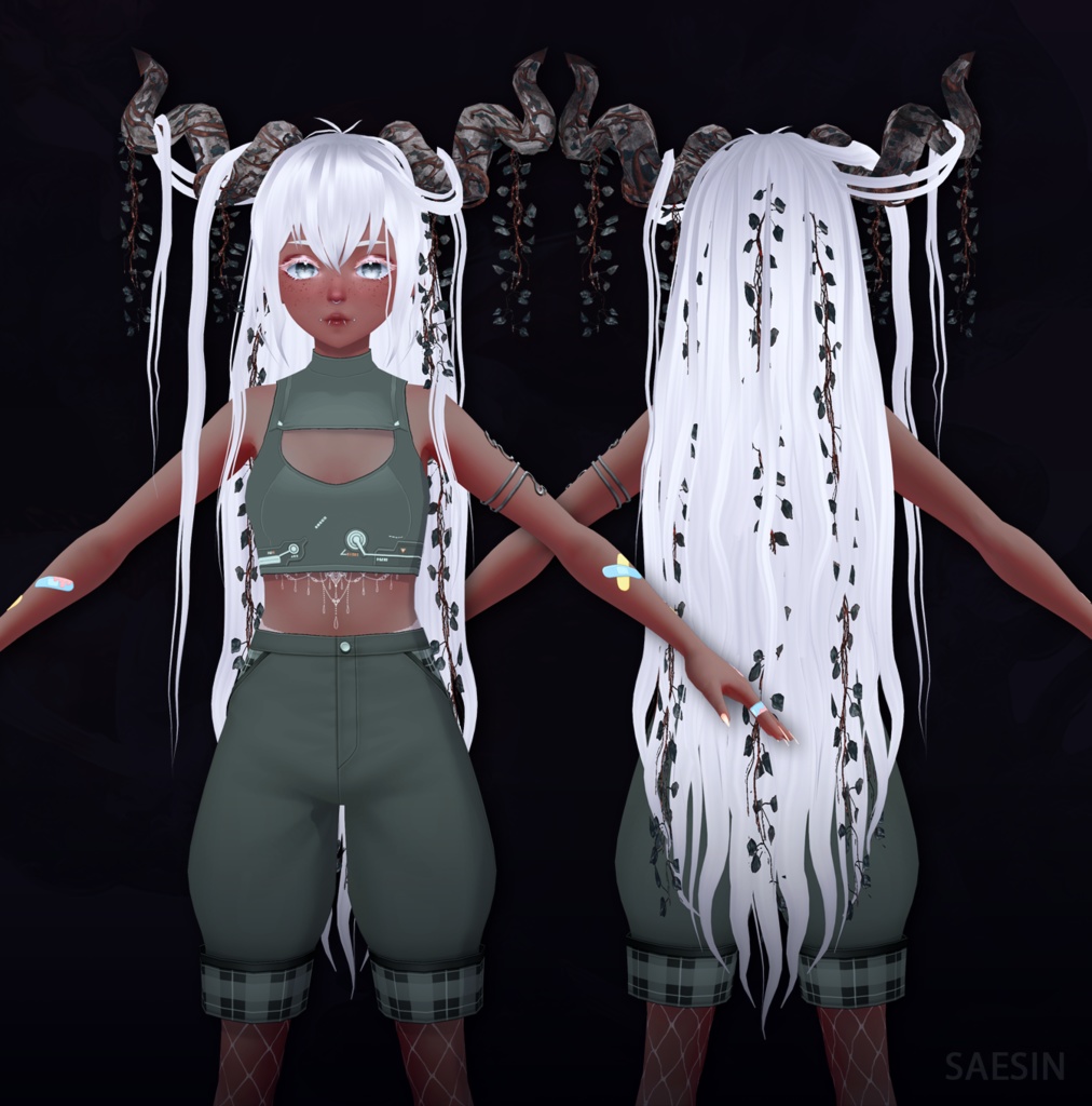 Lizz' Hair + Horns • Customizable • 3 Horns Colors