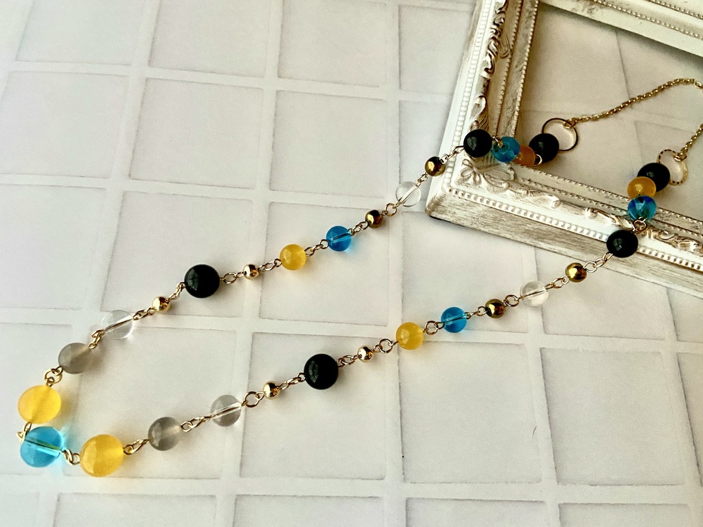 トリプルフェイスイメージカラー ロングネックレス