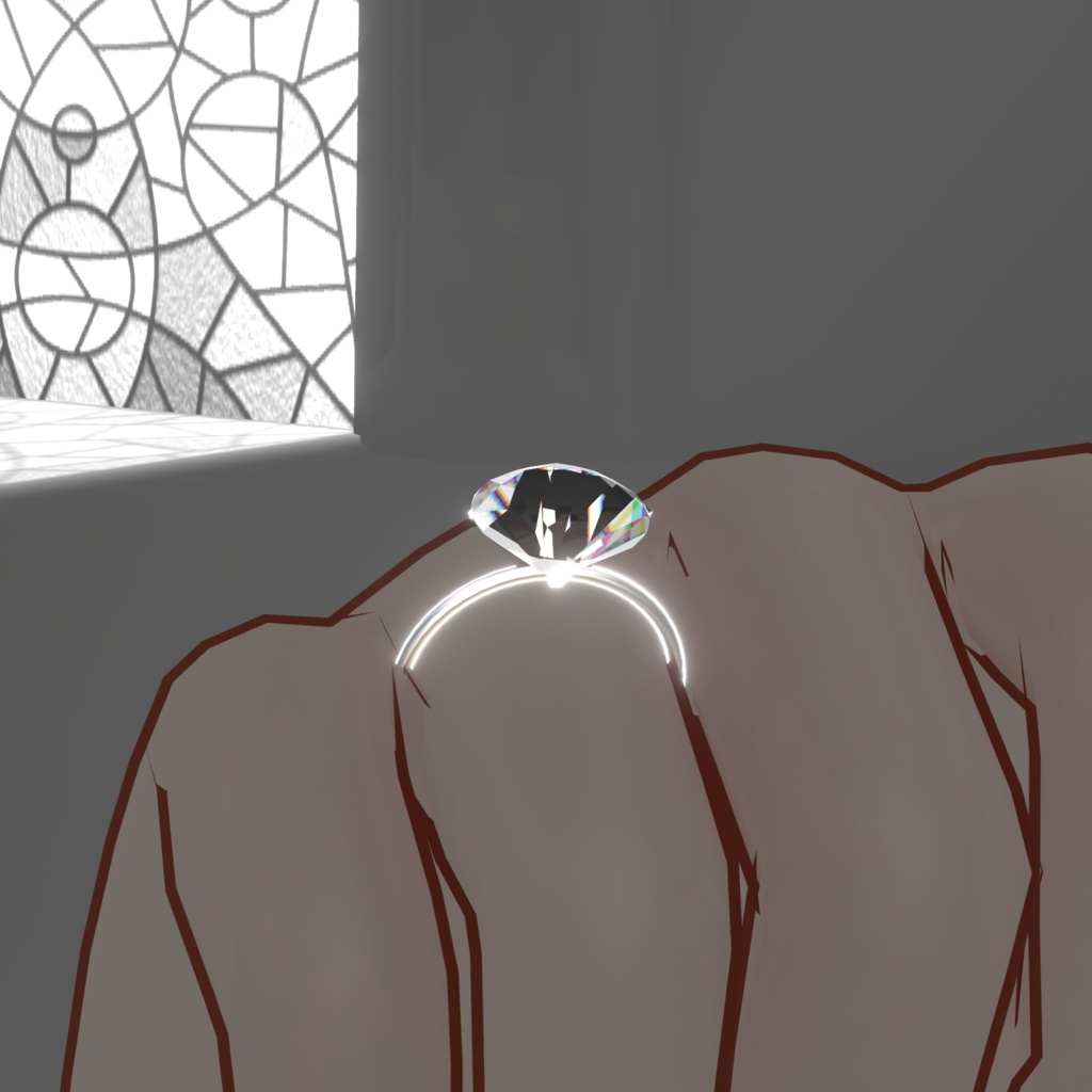 【3Dモデル】 Diamond silver ring