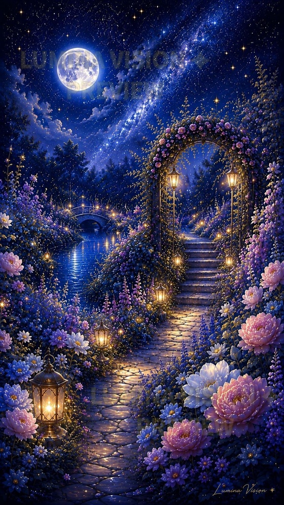 Moonlit Garden — NIGHT 「月灯りに包まれる、静かな夜の庭」 LV-004 / Lumina Vision ✧