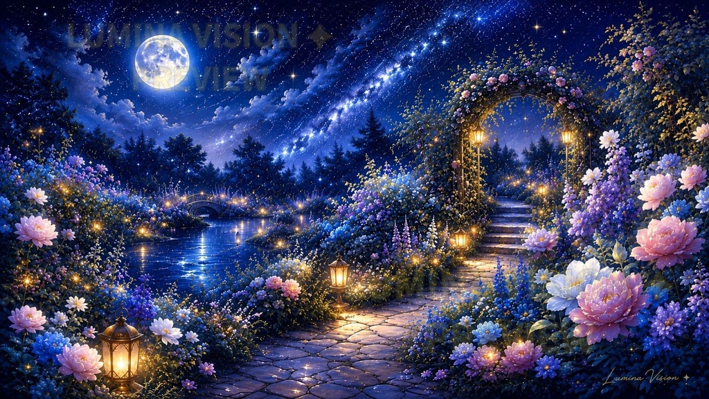 Moonlit Garden — NIGHT 「月灯りに包まれる、静かな夜の庭」 LV-004 / Lumina Vision ✧