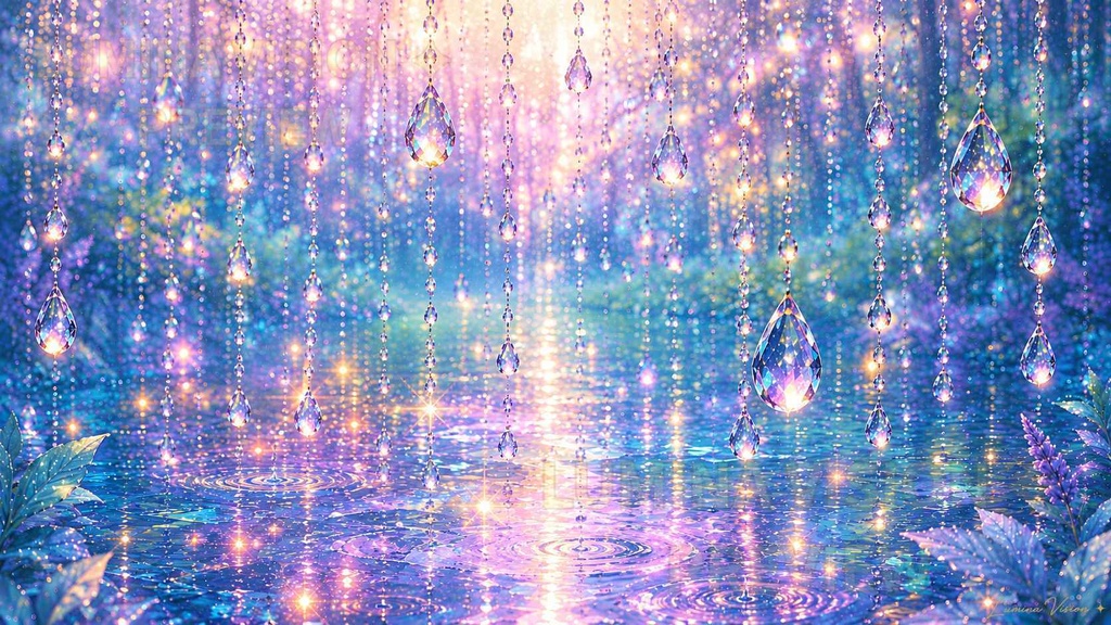 Drops of Light — 光のしずく — 「小さな光は、やがて心を満たしていく。」 LV-008 / Lumina Vision ✧ デジタルアート・壁紙