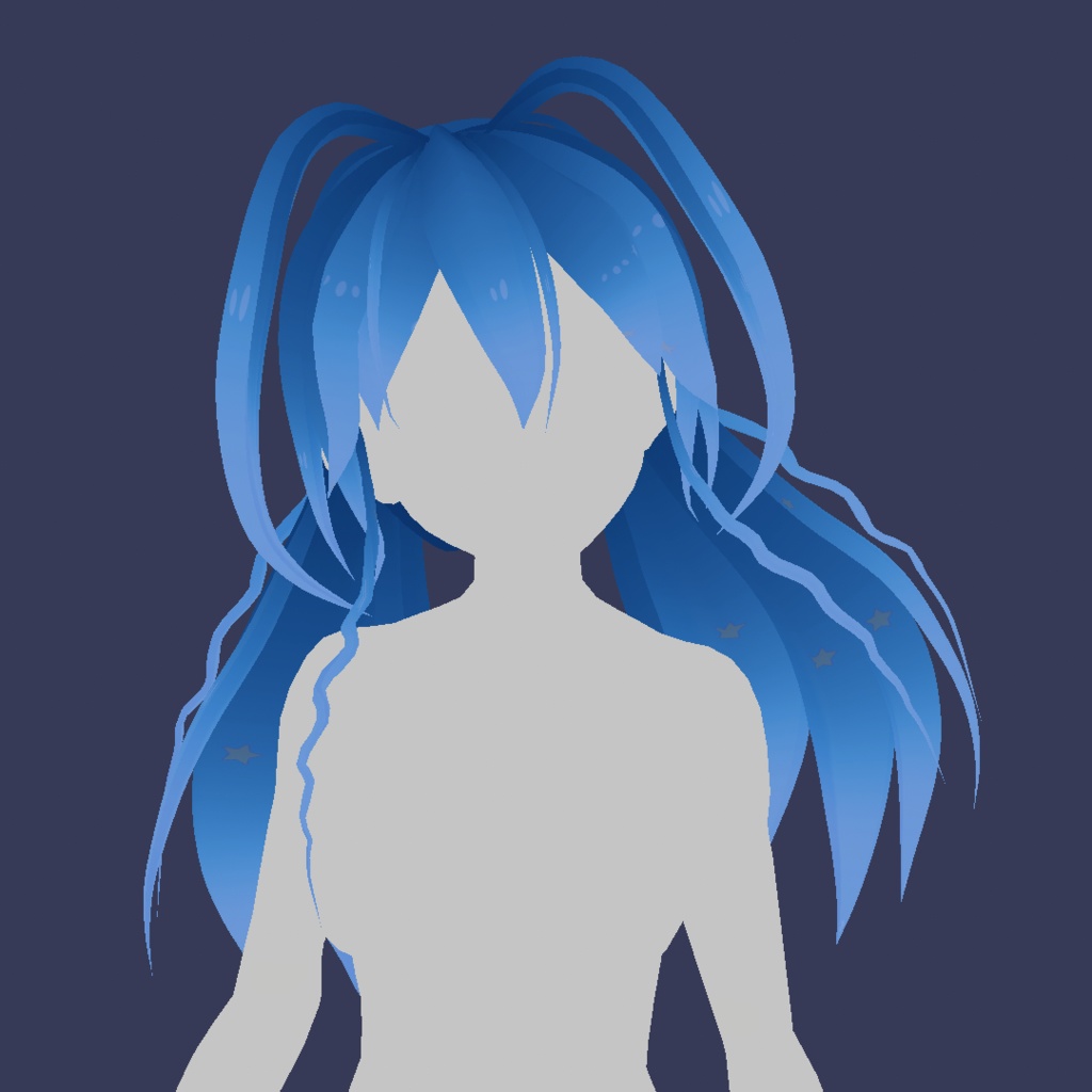 Vroid Blue Hair Preset Two Tails