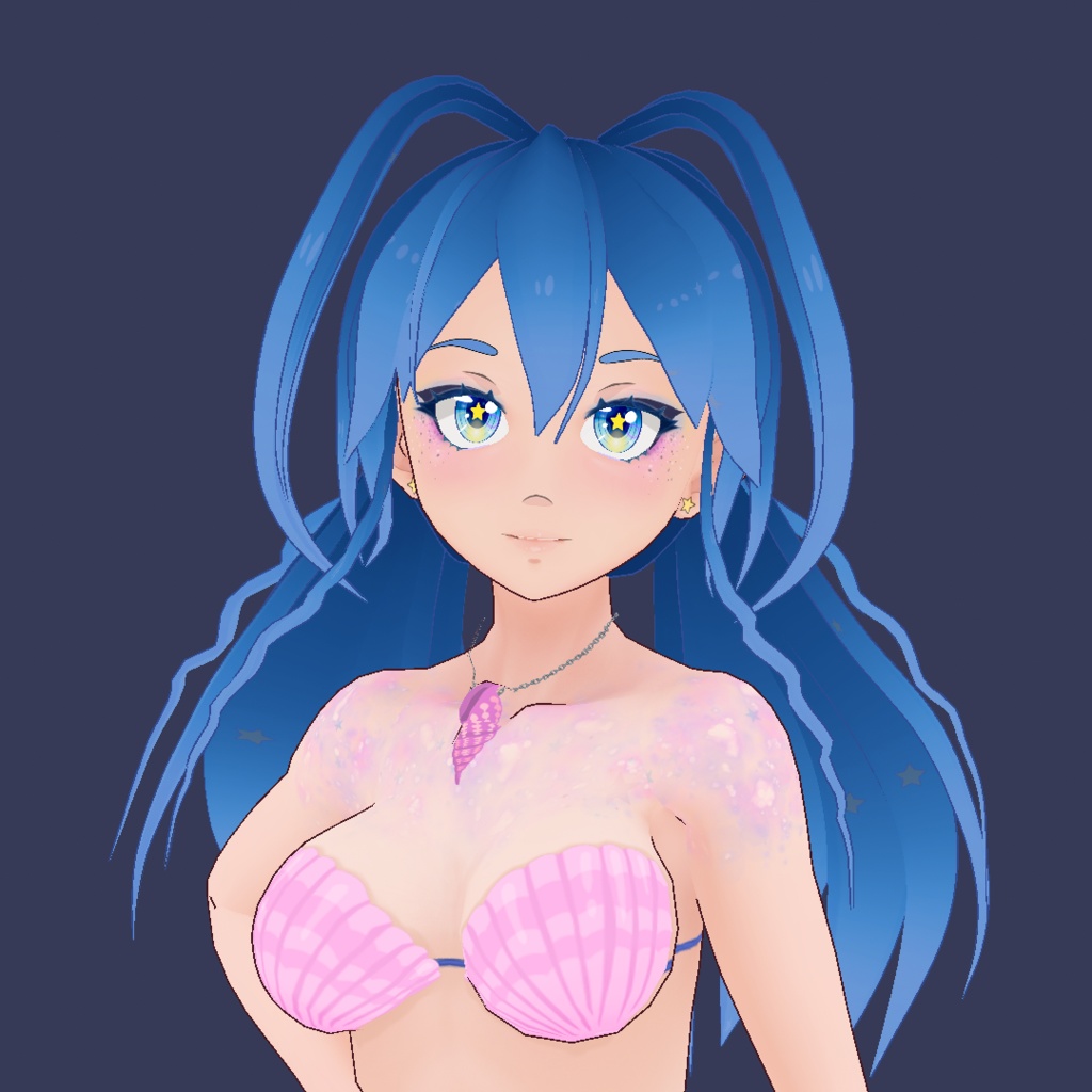 Vroid Blue Hair Preset Two Tails