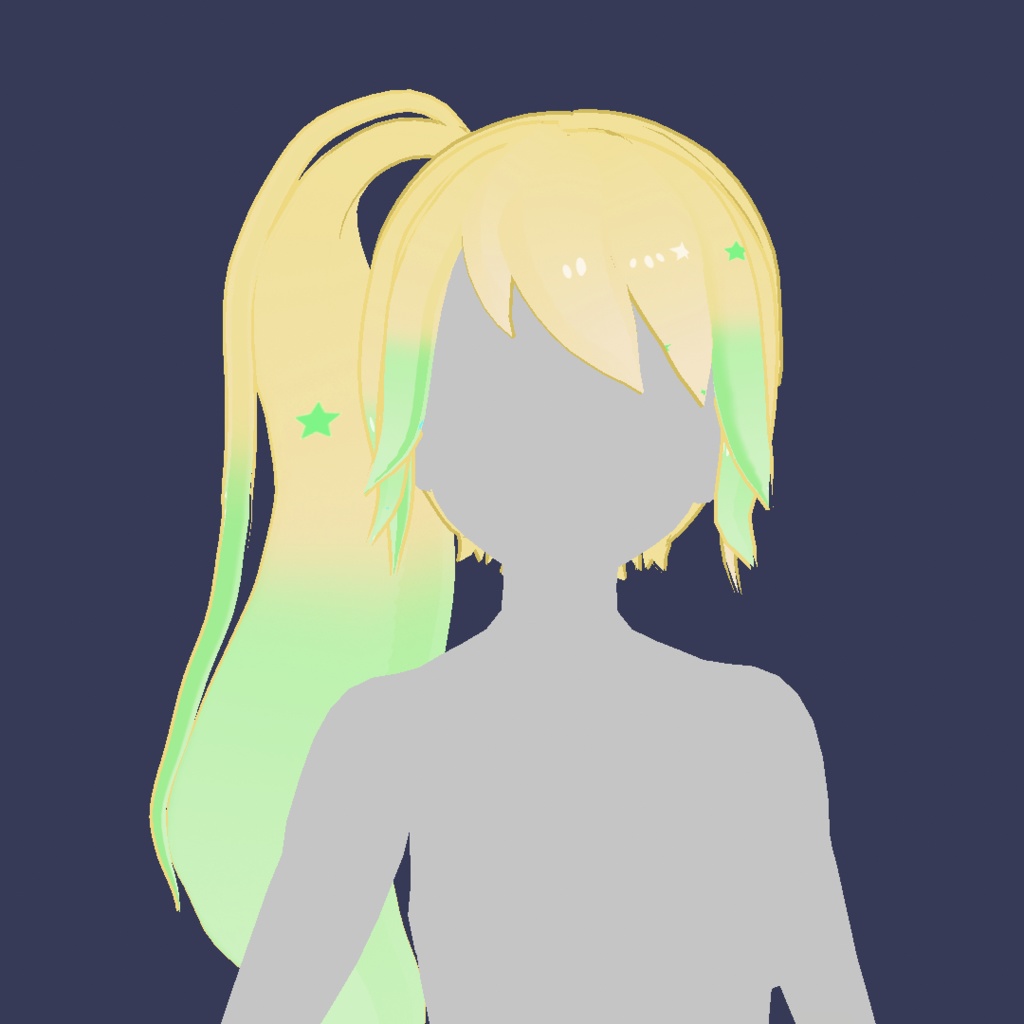 Vroid Blonde Green Hair with tail