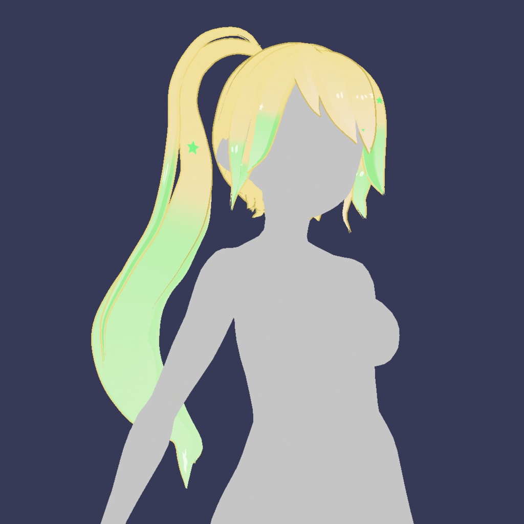 Vroid Blonde Green Hair with tail