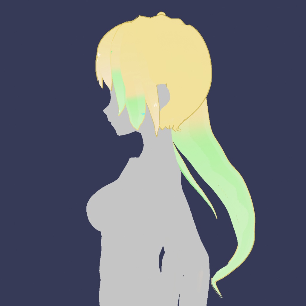 Vroid Blonde Green Hair with tail