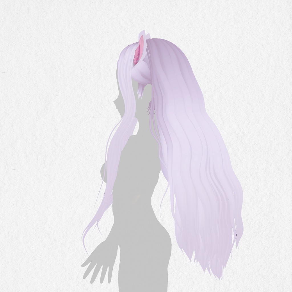 Long Hair White Pink with Kitty Ears