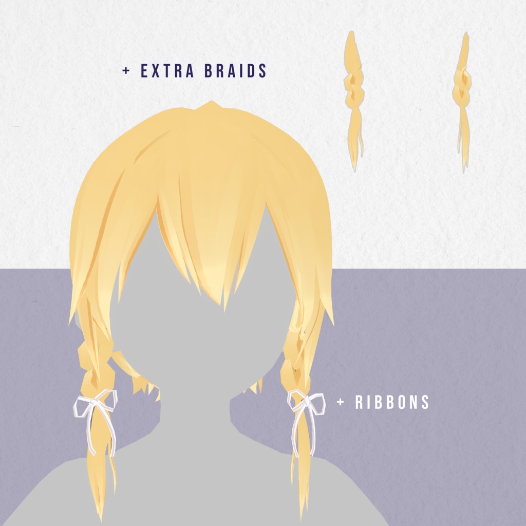 Blonde Hair Preset Vroid / 4 Hair Styles- Vroid 4 in 1