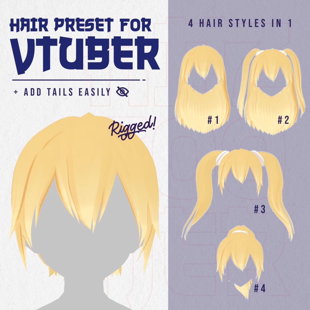 Blonde Hair Preset Vroid / 4 Hair Styles- Vroid 4 in 1
