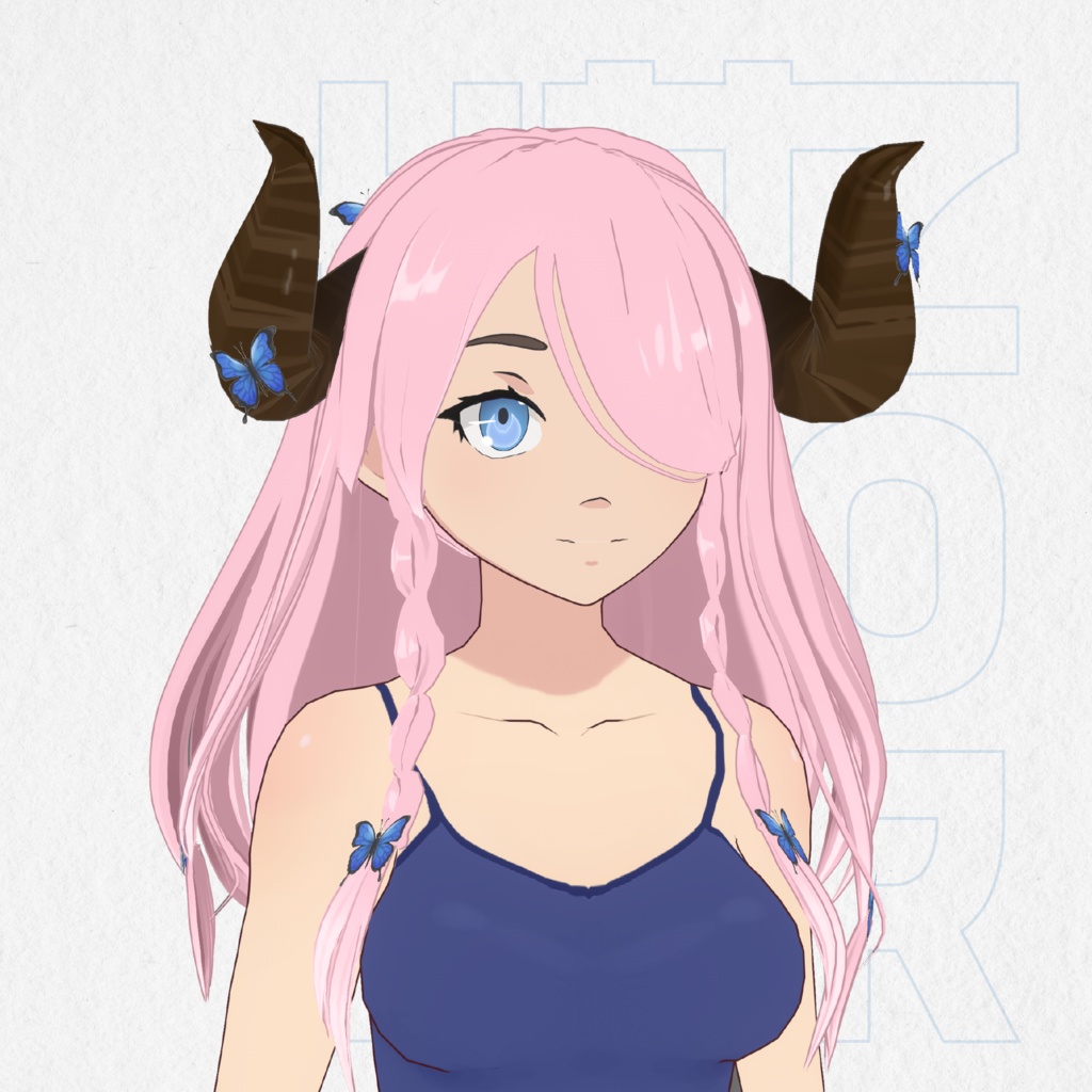Pink Hair Preset With Horns Vroid Preset