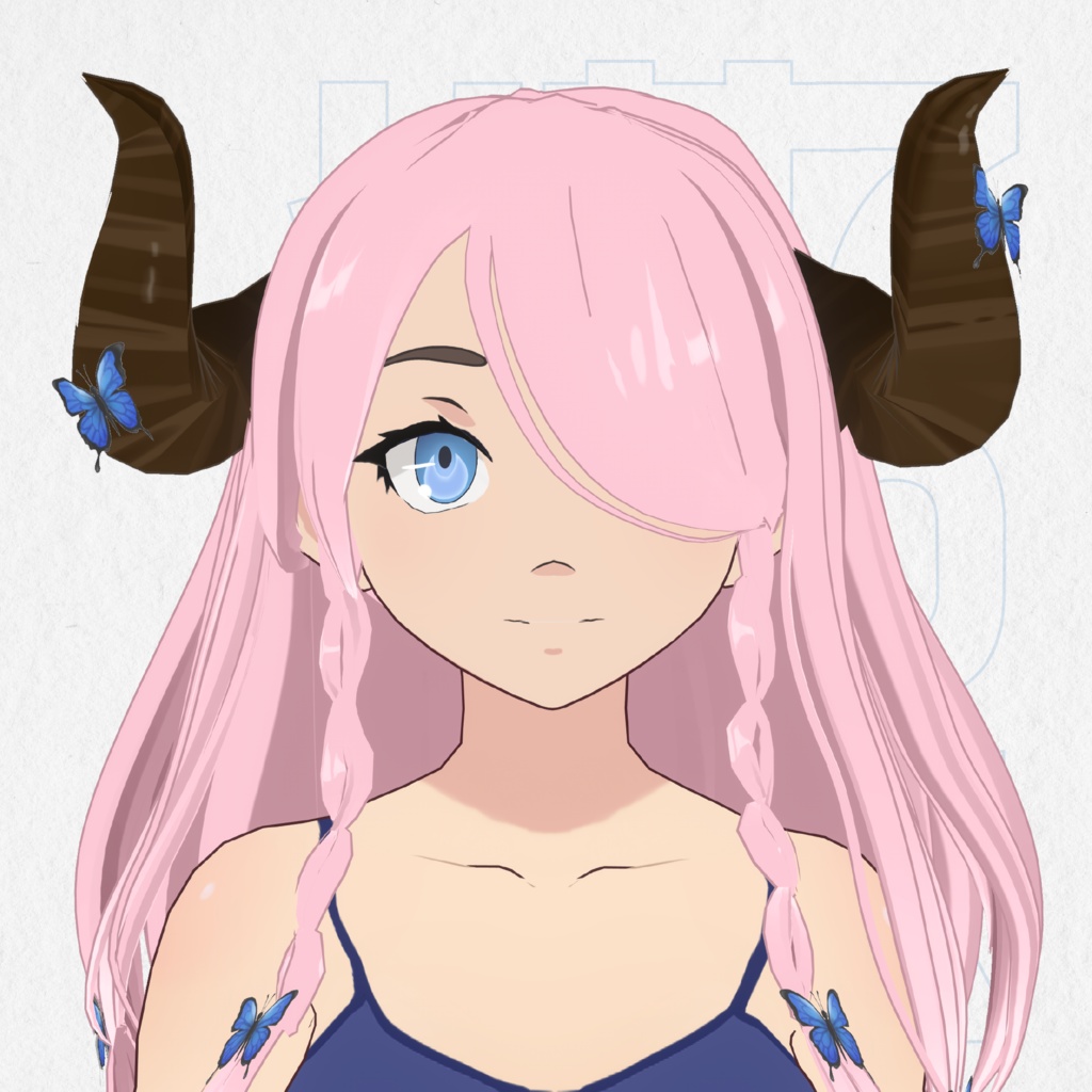 Pink Hair Preset With Horns Vroid Preset