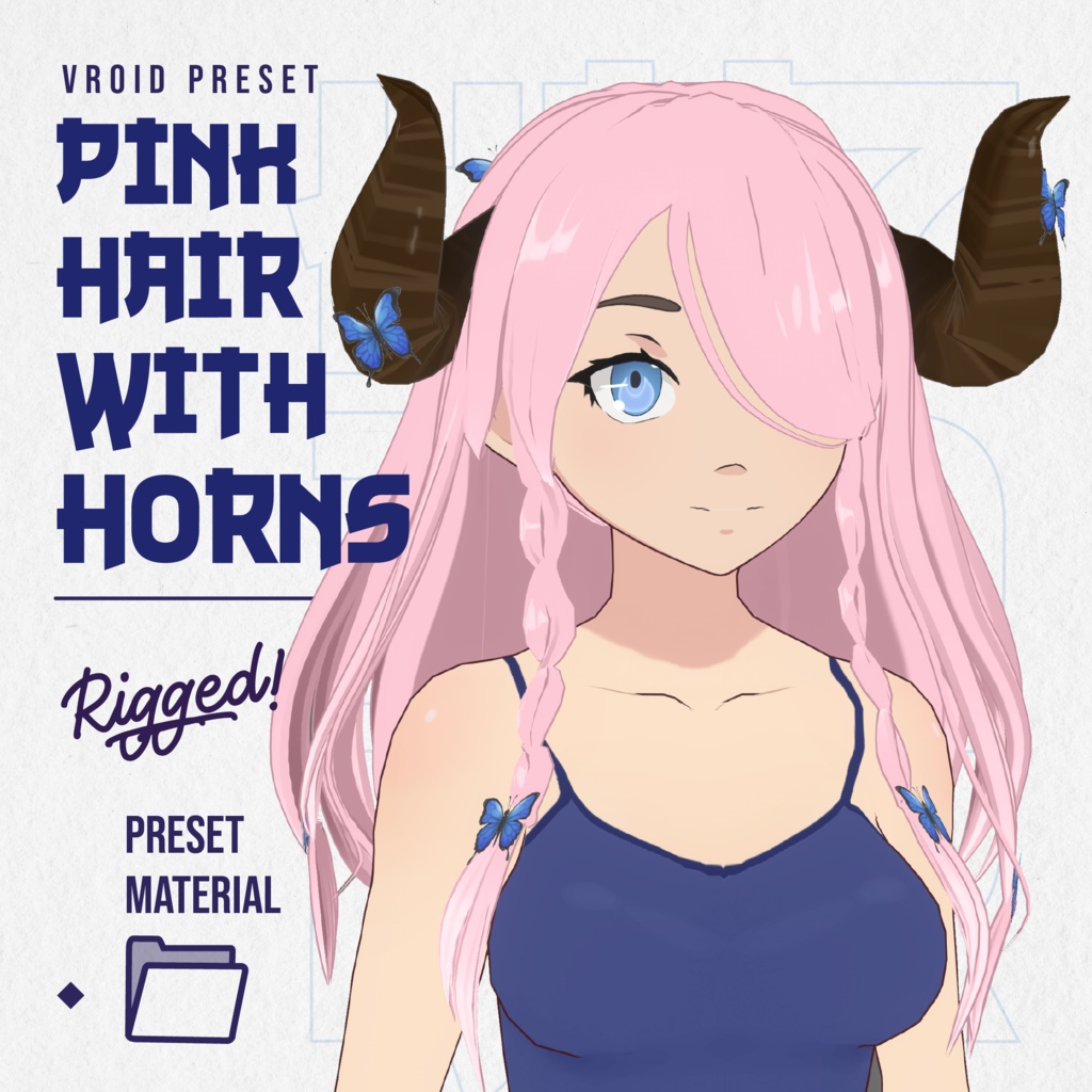 Pink Hair Preset With Horns Vroid Preset