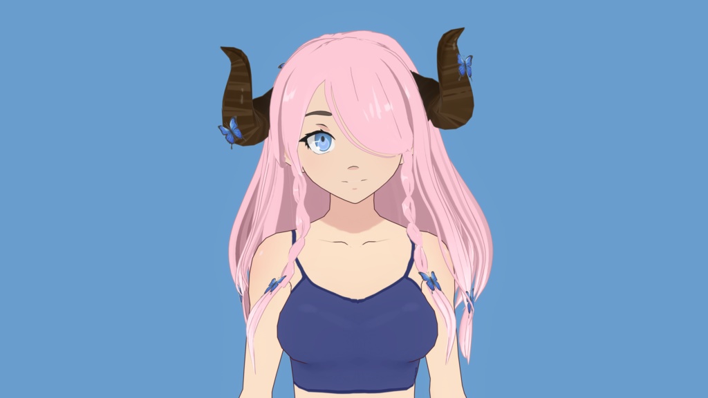 Pink Hair Preset With Horns Vroid Preset