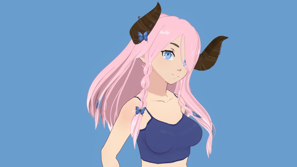 Pink Hair Preset With Horns Vroid Preset