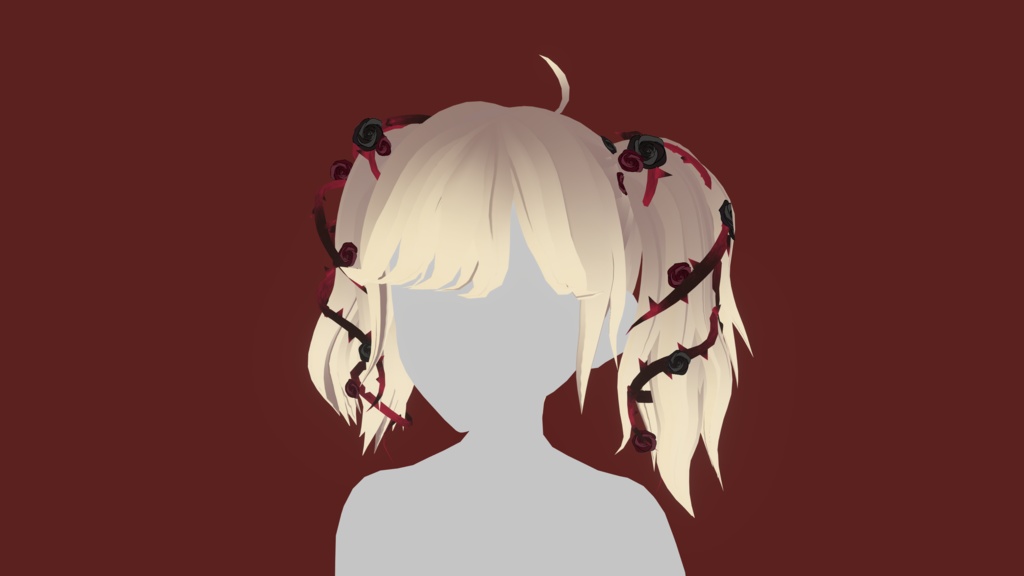 Dark Roses with two Tails Hair Preset - SPECIAL HALLOWEEN🌹