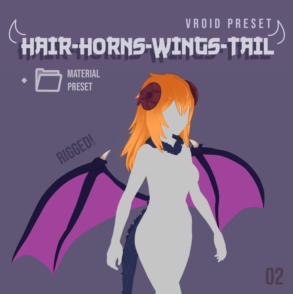 Vroid Preset [Hair, Wings, Horns and Tail] - Magagamo😈